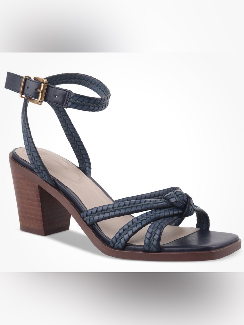 Giani Bernini Women's Renaee Block Heel Woven Strappy Dress Sandals Royal Navy